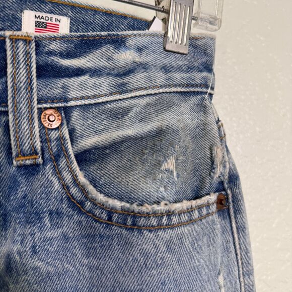 Re/Done Jeans Womens size 25 High Rise Raw Hem Button Fly Distressed Denim - Picture 8 of 15